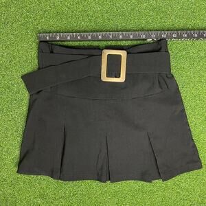 Vintage Y2K 2000s Candy Rain Black Belted Pleated Mini Skirt Sz S